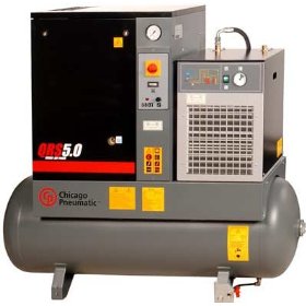 Show details of - Chicago Pneumatic Quiet Rotary Screw Air Compressor with Dryer - 5 HP, 230 Volts, 1 Phase, Model# QRS5.0HPD.