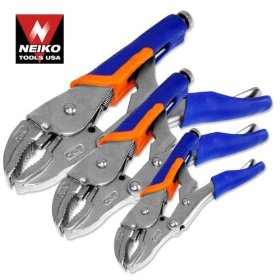 Show details of 3pc Curved Jaw Locking Plier Tool Set.