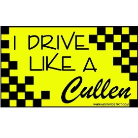 Show details of I Drive Like a Cullen Twilight Car Bumper Sticker.