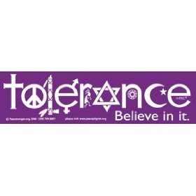 Show details of 2 TOLERANCE Bumper Stickers WONDERFUL MESSAGE!.