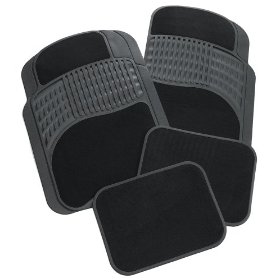 Show details of Rubber Queen 70511 Rubber Bordered Carpeted 4 Piece Floor Mats - Black.