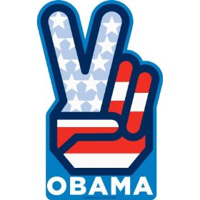 Show details of Barack Obama Peace V Sign Car Magnet.