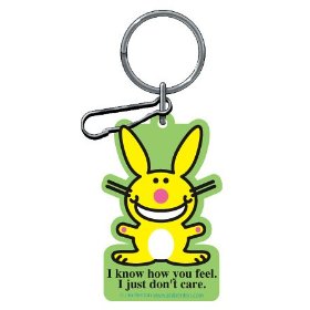 Show details of Happy Bunny "I Know How You Feel I Just Don't Care" Plastisol Key Chain.