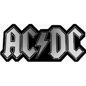 Show details of AC/DC - Shiny Silver Chrome & Black Logo - Sticker / Decal.