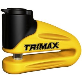 Show details of Trimax T665LY Hardened Metal Disc Lock - Yellow 10mm Pin (Long Throat) with Pouch & Reminder Cable.