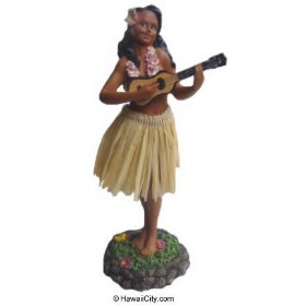 Show details of Lelani Dashboard Hula Doll - Playing Ukulele / Natural.