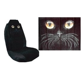 Show details of Car Truck SUV Cat Eyes Print Seat Covers 2 Black Universal Print Vehicle Bucket Seatcovers.