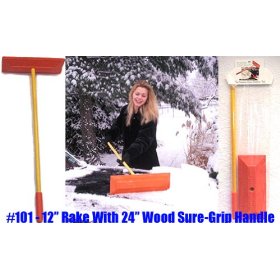 Show details of Sno Rake - Model #101 - 12" Rake/24" Wood Handle.