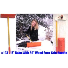 Show details of Sno Rake - Model #103 - 12" Rake/30" Wood Handle.