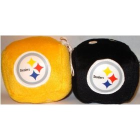 Show details of Pittsburgh Steelers Fuzzy Dice.