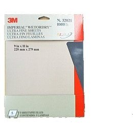 Show details of 3M Imperial Wetordry Sheet, 9 in x 11 in, Grade 1000, Pack of 5 Sheets.