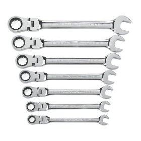 Show details of Gear Wrench 9900 7-Piece 10mm to 19mm Flex Ratcheting Box End and Open End Combination Wrench Set.