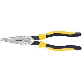 Show details of Klein J203-8N 8-Inch Journeyman Heavy Duty Long Nose Pliers, Yellow and Black.