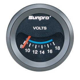 Show details of Sunpro CP7985 CustomLine Electrical Voltmeter - Black Dial.