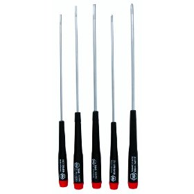 Show details of Wiha 26192 5 Piece Long Slotted & Phillips Screwdriver Set with Precision Handle.