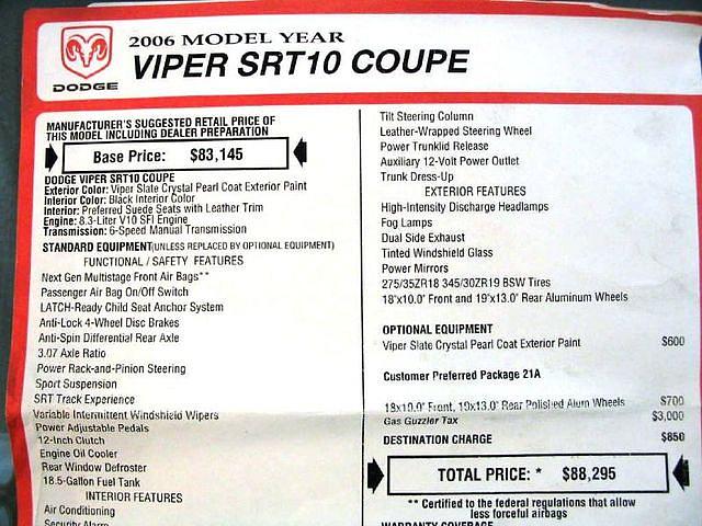 2006 DODGE VIPER SRT-10 San Jose CA 95128 Photo #0012243A