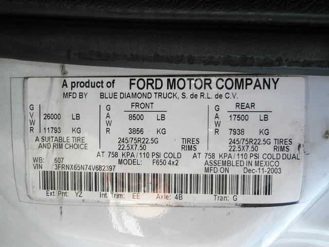 2004 FORD F650 Escondido CA 92026 Photo #0024960F